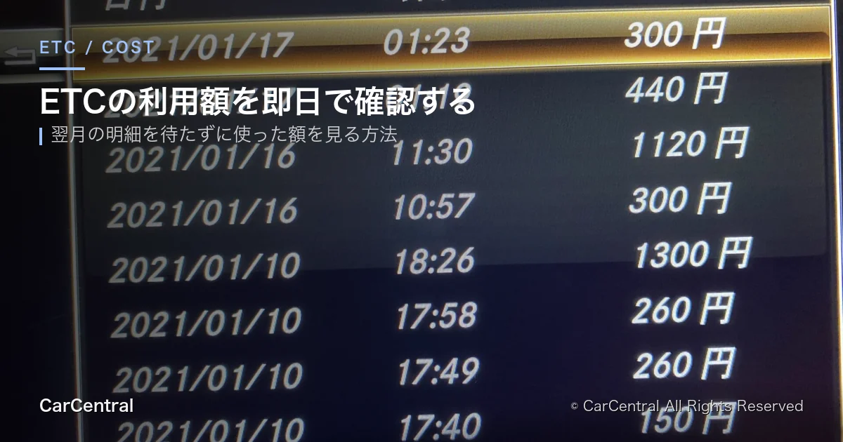ETC利用額の即日確認