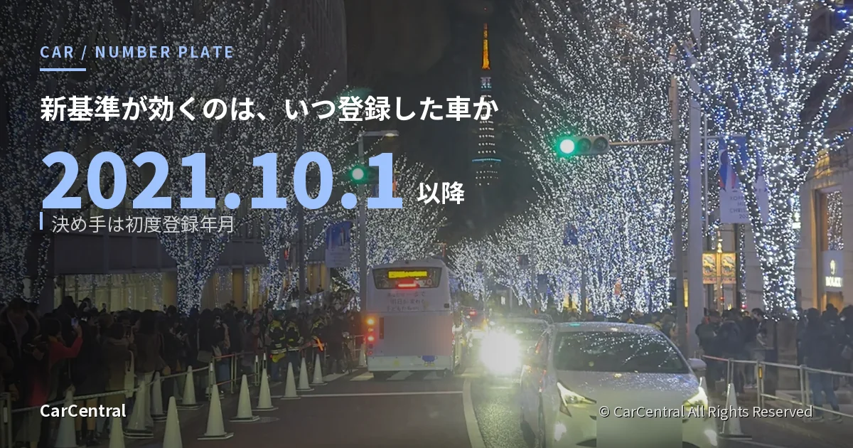 夜の都内を走る車内からの視点。ナンバープレートの表示基準を解説する記事のアイキャッチ